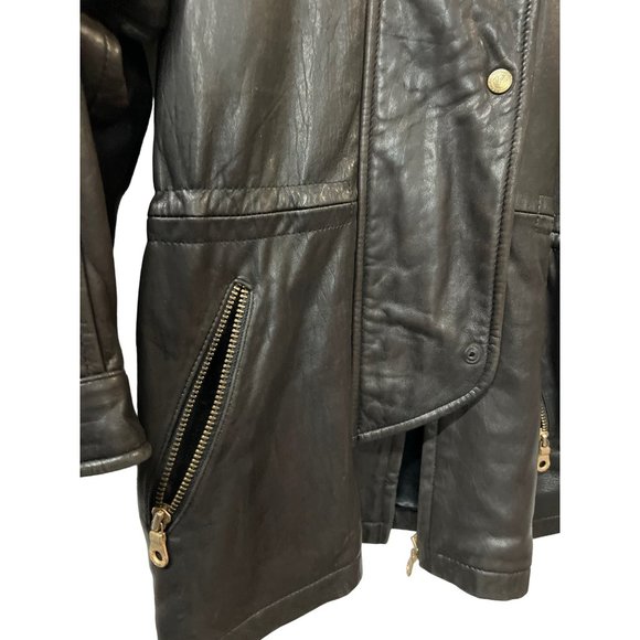 Andrew Marc Additions Leather Coat Brown Parka Jacket - Picture 3 of 11